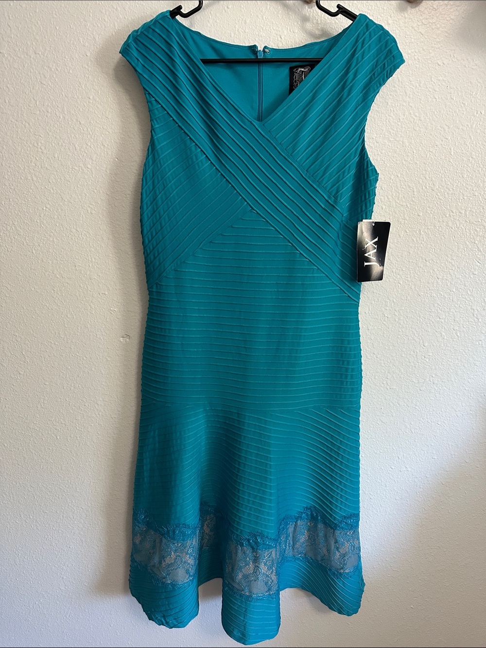 Jax Teal Pleated Fit-and-Flare Cocktail Dress Size 12